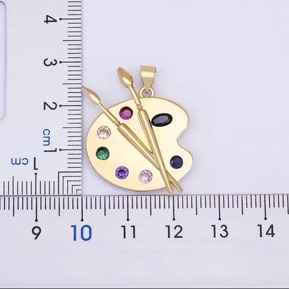 Painting Plate Pendant Art Necklace Gift For Artist 17”+1” - Picture 2 of 6